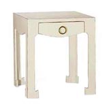 Single Drawer Lacquer Side / End Table in Parchment White