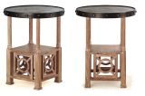 Two Secessionist Tables in Antiqued Brown Cerused w/Bronze Top