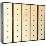 Wall Mounting Cabinet in Leather and Brass by Johnson Furniture
