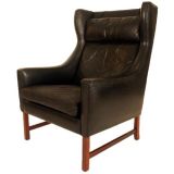 Leather Wing Chair in the Style of Borge Mogensen