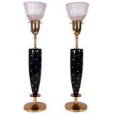 Pair of Hollywood Style Table Lamps with Inset Rhinestones