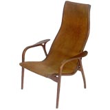 Highback Armchair with Suede Sling Seat by Swedese