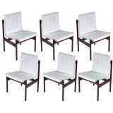 Set of Three Brazilian Dining Chairs in Rosewood and Leather