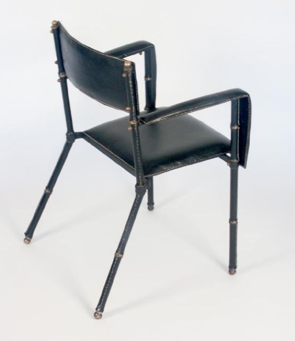 Jacques Adnet Leather and Brass Desk Chair