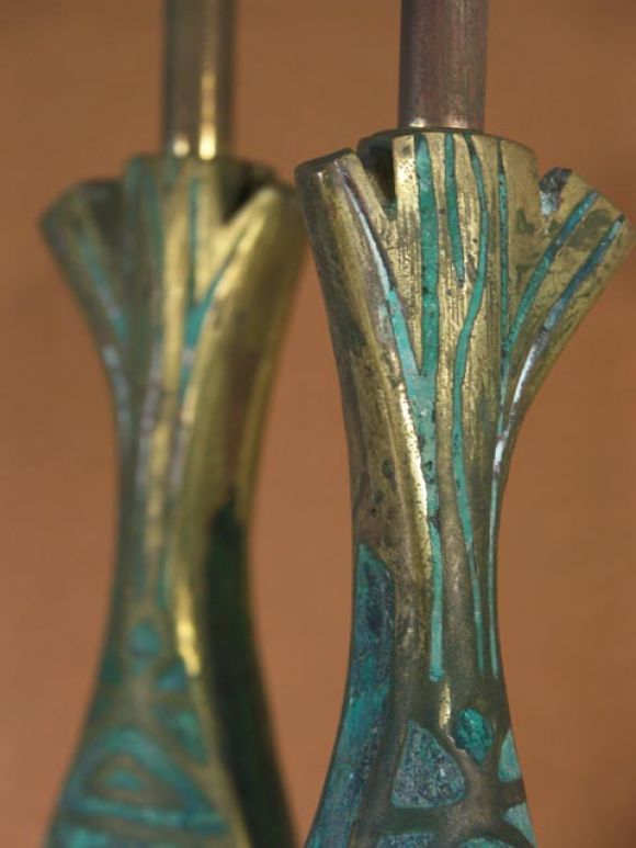 Incredible Mexican Bronze Fish Table Lamps 1