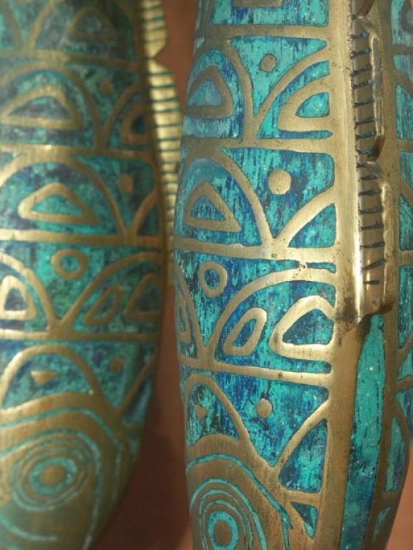 20th Century Incredible Mexican Bronze Fish Table Lamps