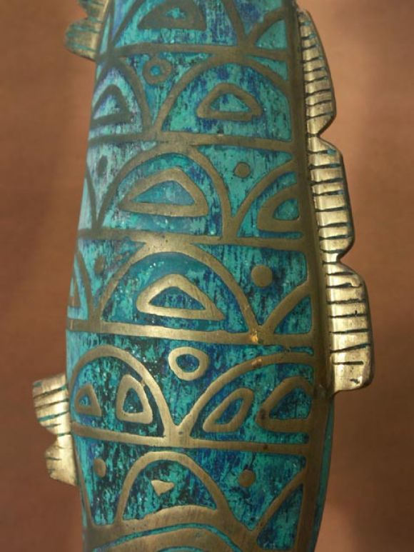 Incredible Mexican Bronze Fish Table Lamps 3