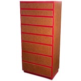 Tall Chest in red Lacquer and Cane by Directional