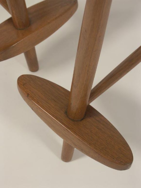 20th Century Pair of Nakashima Mira Stools in Walnut