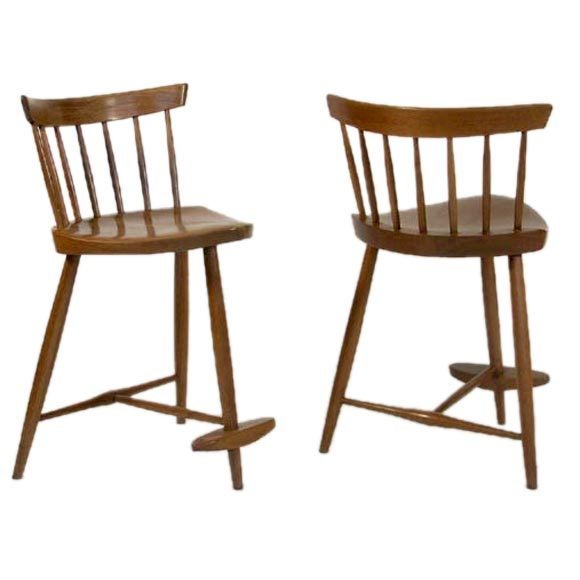 Pair of Nakashima Mira Stools in Walnut