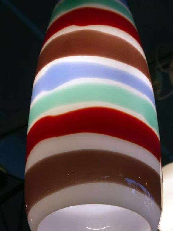 Pair of Striped Hanging Lamps by Massimo Vignelli for Venini.