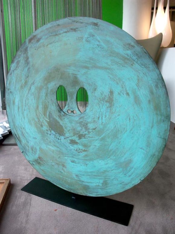 American Patinated Bronze Gong by Harry Bertoia
