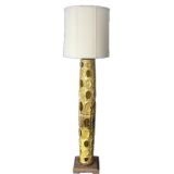 Vintage Fantastic Glazed Ceramic Floorlamp with Crater Like Perforations