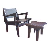 Fantastic Mexican Solid Rosewood Lounge Chair and Ottoman