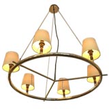 Brass Hoop Chandelier with 6 Shades