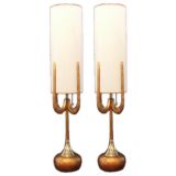 Pair Of Giltwood and Brass Table Lamps
