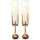 Pair Of Giltwood and Brass Table Lamps