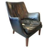 Arne Vodder Black Leather Easy Chair