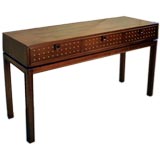 Beautiful Mahogany Console with Unusual Brass Studs