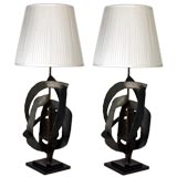 Pair of Brutal Style Metal Table Lamps