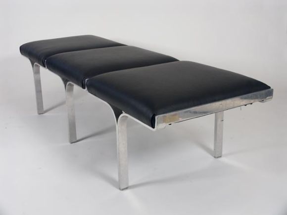 Steel and Leather Bench by J&G