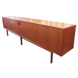 Massive Teak Sideboard with Tambour Doors by Peter Hvidt