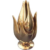 Vintage Incredible French Lotus Lamp in Solid Bronze w/ 22K Gold Finish