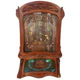 Vintage French Fruitwood Art Nouveau Wall Clock