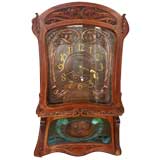 Horloge murale Art Nouveau en bois fruitier français