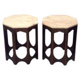Pair of Walnut and Marble End Tables attr, to Harvey Probber