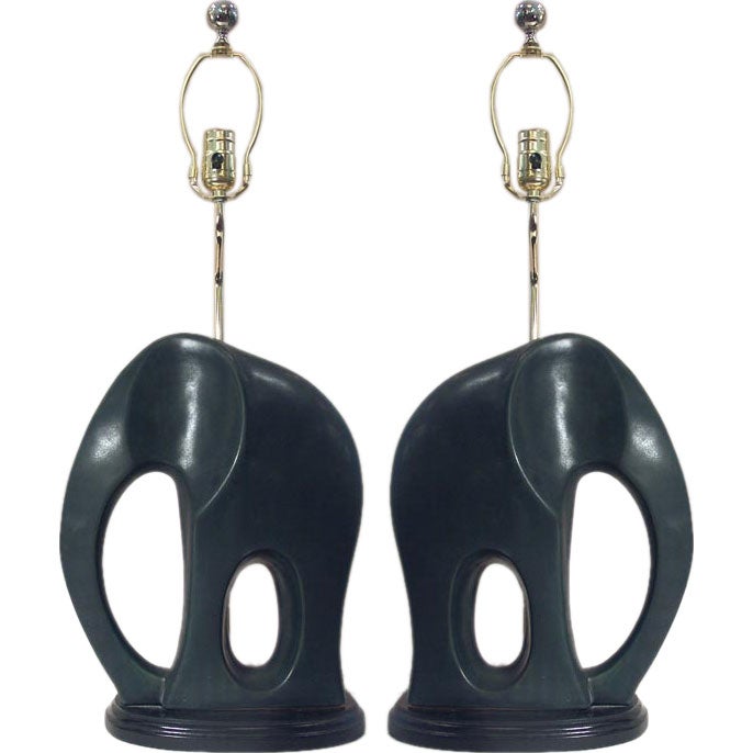Pair of Delightful Ceramic Elephant Table Lamps