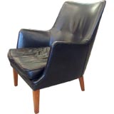 Sumptuous Black Leather Easy Chair by Arne Vodder