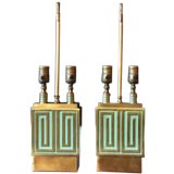 Pair of Brass Greek Key Table Lamps