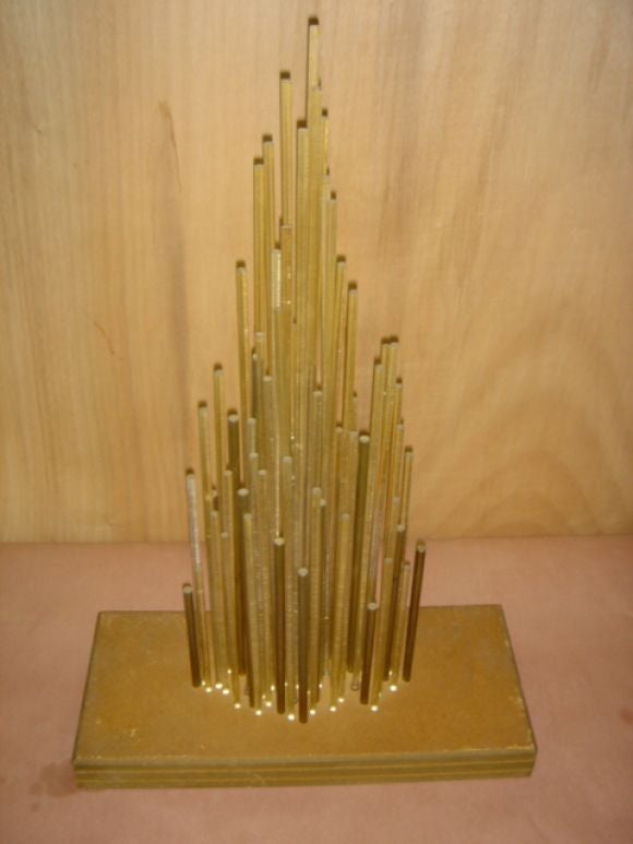 Sculptural study believed to be by Harry Bertoia for Knoll. Random graduating glass and metal rods, mounted on laminated cork board. Purchased from an estate of a former employee for Knoll.