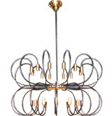 Brass and Black Multi Light Fixture