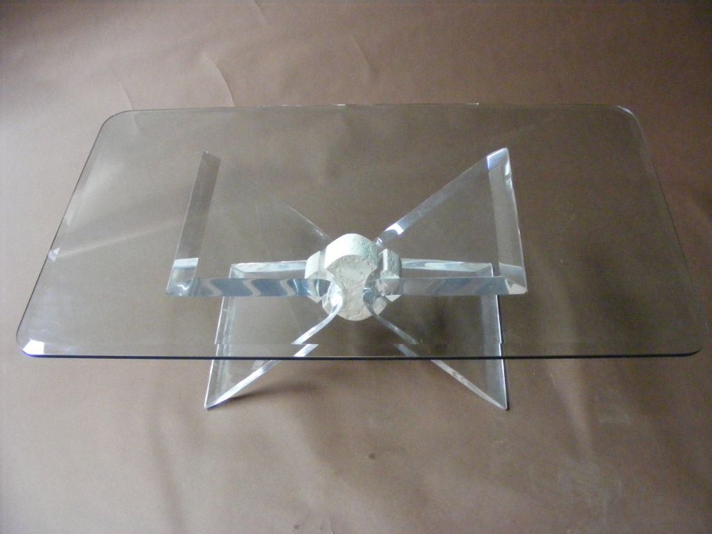 Glass and Lucite Coffee Table