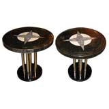 Pair of Polished Marble and Brass Gueridons