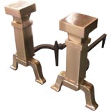 Large Satin Nickel Andirons