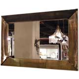 Large Corrugated Brass Framed Mirror