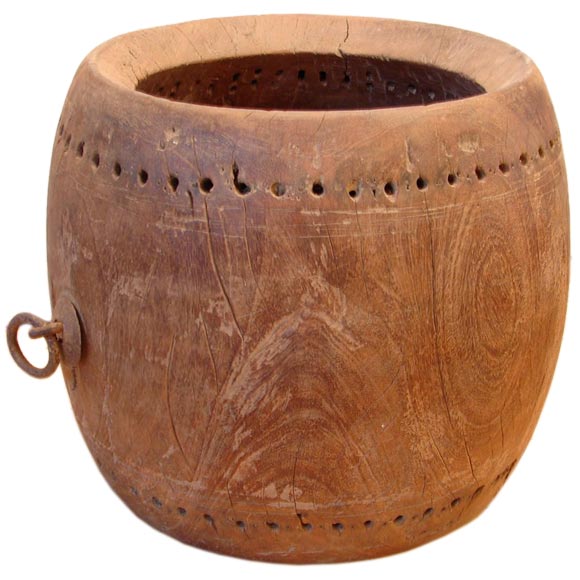 antique solid teak drum For Sale