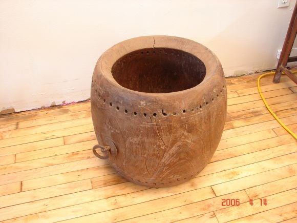 19th Century antique solid teak drum For Sale
