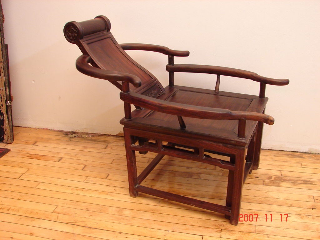 pair of Chinese blackwood chaise lounge