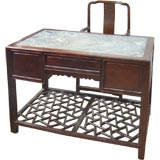 Antique rosewood and marble desk