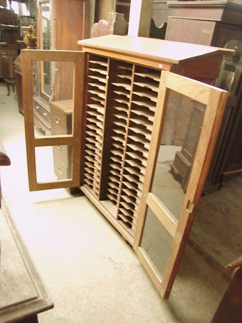 antique teak filing cabinet