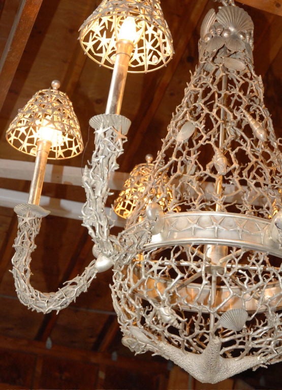 unusual shell chandelier silver plated 2