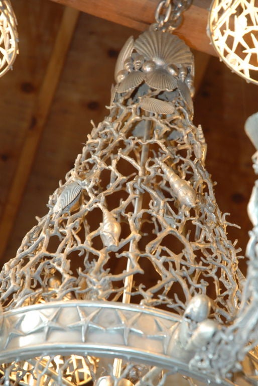 unusual shell chandelier silver plated 1