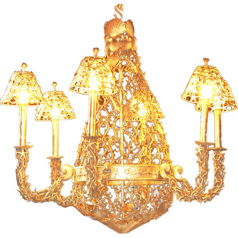 unusual shell chandelier silver plated