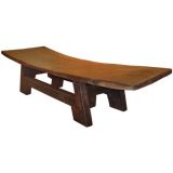 Massive coffee table from antique African ironwood and oak