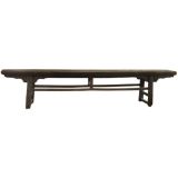 Antique extra long ebonized farmer's bench