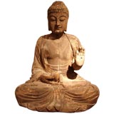extraordinary weathered cedar Buddha